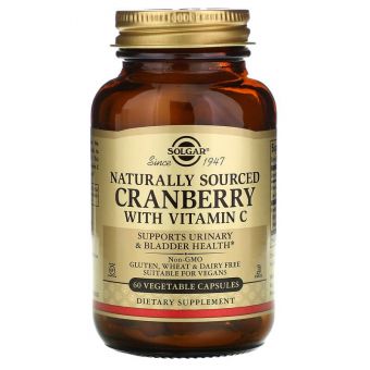 Клюква + витамин С, Cranberry Vitamin C, Solgar, натуральная, 60 растительных капсул