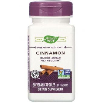 Екстракт кориці, Cinnamon, Nature's Way, стандартизований, 60 капсул