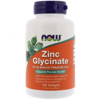 Глицинат цинка, Zinc Glycinate, Now Foods, 120 капсул