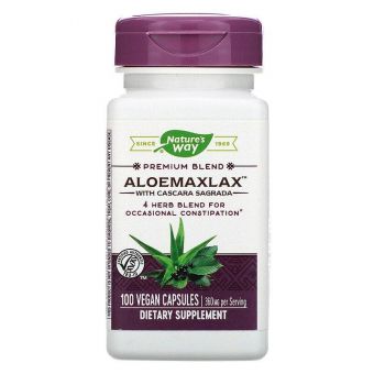 Каскара саграда з алое, AloeMaxLax, Nature's Way, 360 мг, 100 капсул