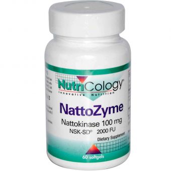 НаттоЗим, NattoZyme, Nutricology, 180 гелевых капсул 