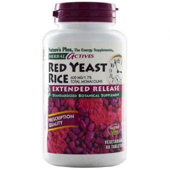 Красный дрожжевой рис, Red Yeast Rice, Nature's Plus, Herbal Actives, 600 мг, 60 таблеток