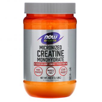 Креатин моногидрат, Micronized Creatine Monohydrate, Now Foods, Sports, микронизированный, 500 г