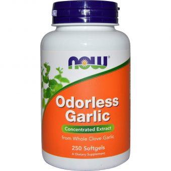 Часник, концентрований екстракт, Odorless Garlic, Now Foods, 250 гелевих капсул