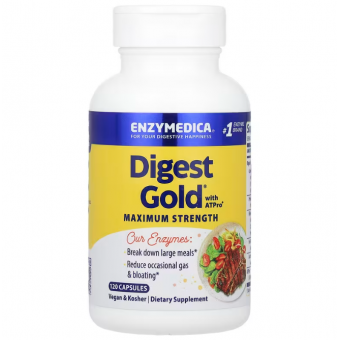 Ферменти для травлення, Digest Gold with ATPro, Enzymedica, 120 капсул