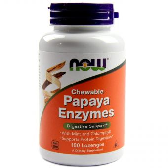 Пищеварительные ферменты папайи, Papaya Enzymes, Now Foods, 180 леденцов