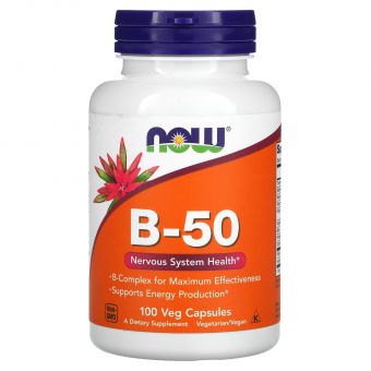 Витамины группы В-50, B-50, Now Foods, комплекс, 100 вегетарианских капсул