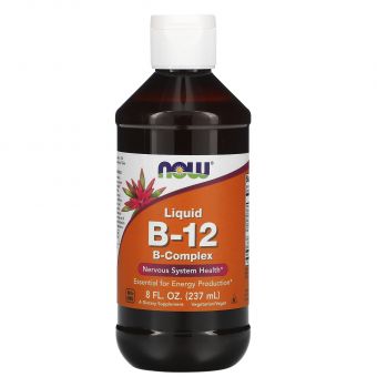 Витамин В12, Liquid B-12, Now Foods, B-комплекс, жидкий, 237 мл