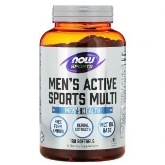 Мультивітаміни для чоловіків, Men's Active Multi, Now Foods, Sports, 180 гелевих капсул