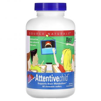 Уважна дитина, Attentive Child, Source Naturals, смак солодкий, 60 жувальних таблеток