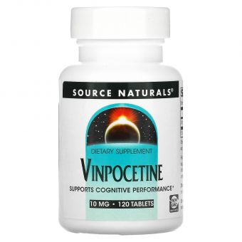 Витамины для мозга, Vinpocetine, Source Naturals, 10 мг, 120 таблеток