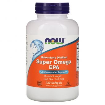 Супер Омега-3, Super Omega EPA, Now Foods, 360 ЭПК/ 240 ДГК, 120 гелевых капсул  