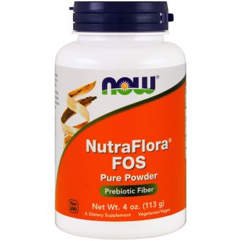 Фруктоолігосахариди, NutraFlora FOS, Now Foods, чистий порошок, 113 грам