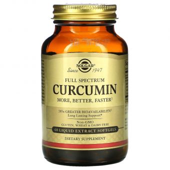 Куркумін, Curcumin, Solgar, повний спектр, 60 гелевих капсул