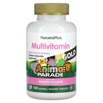 Вітаміни для дітей, Chewable Multi-Vitamin, Nature's Plus, Animal Parade, смак кавуна, 120 тварин