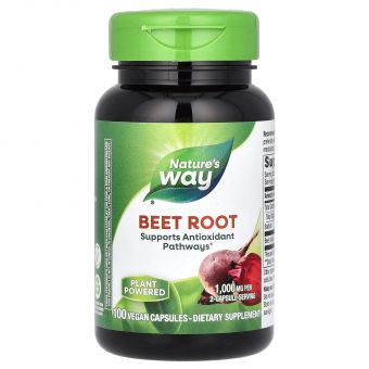 Буряк, Beet Root, Nature&#39;s Way, 1000 мг, 100 веганських капсул (500 мг на капсулу)