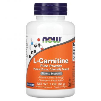 L-карнитин, L-Carnitine, Now Foods, чистый порошок, 85 г