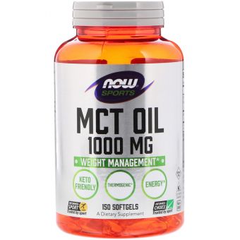 Масло МСТ для похудения, MCT Oil, Now Foods, Sports, 1000 мг, 150 капсул