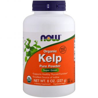 Бурые морские водоросли, ламинария, Kelp, Now Foods, органический порошок, 227 г.