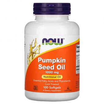 Тыквенное масло, Pumpkin Seed Oil, Now Foods, 1000 мг, 100 гелевых капсул