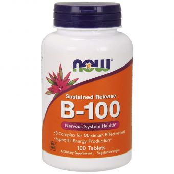 В комплекс, В-100, Nervous System Health, Now Foods, уповільнене вивільнення, 100 таблеток