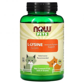 L-лизин для кошек, L-Lysine for Cats, Now Foods, Pets, 226,8 г