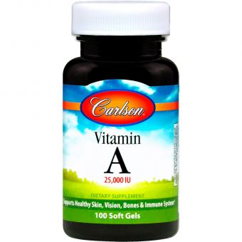 Вітамін А, Vitamin A, Carlson, 25 000 МО, 100 гелевих капсул