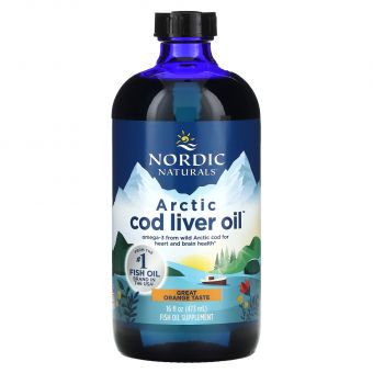 Рыбий жир из печени трески (апельсин), Cod Liver Oil, Nordic Naturals, арктический, 473 мл.