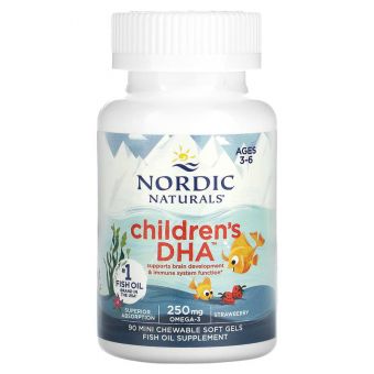 Риб'ячий жир для дітей (полуниця), Children's DHA, Nordic Naturals, 90 кап.