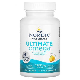 Омега-3 очищенный (лимон), Ultimate Omega, Nordic Naturals, 1280 мг, 60 капсул