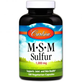 Метилсульфонилметан МСМ, MSM Sulfur, Carlson, 1000 мг, 180 вегетарианских капсул