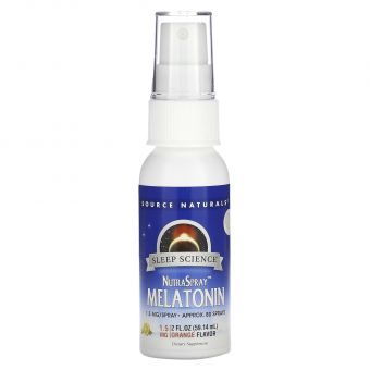 Мелатонін (смак апельсина), NutraSpray Melatonin, Source Naturals, спрей, 59.14 мл