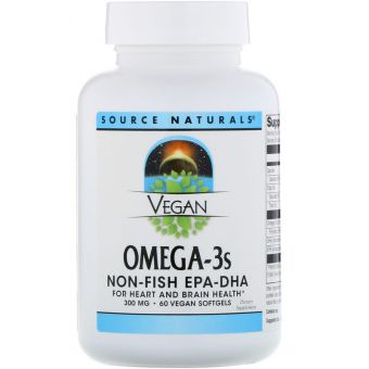 Омега-3, Omega-3S EPA-DHA, Source Naturals, для веганов, 300 мг, 60 кап.