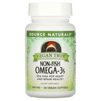 Омега-3 из морских водорослей, Non-Fish Omega-3, Source Naturals, для веганов, 300 мг, 30 капсул