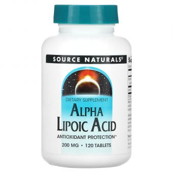 Альфа-липоевая кислота, Alpha Lipoic Acid, Source Naturals, 200 мг, 120 таблеток