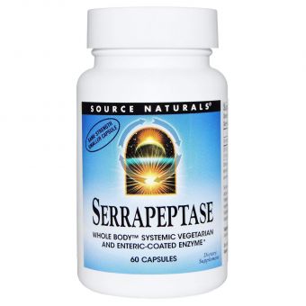 Серрапептаза, Serrapeptase, Source Naturals, 60 капсул