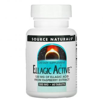 Листя малини, Ellagic, Source Naturals, екстракт, 300 мг, 60 таб.