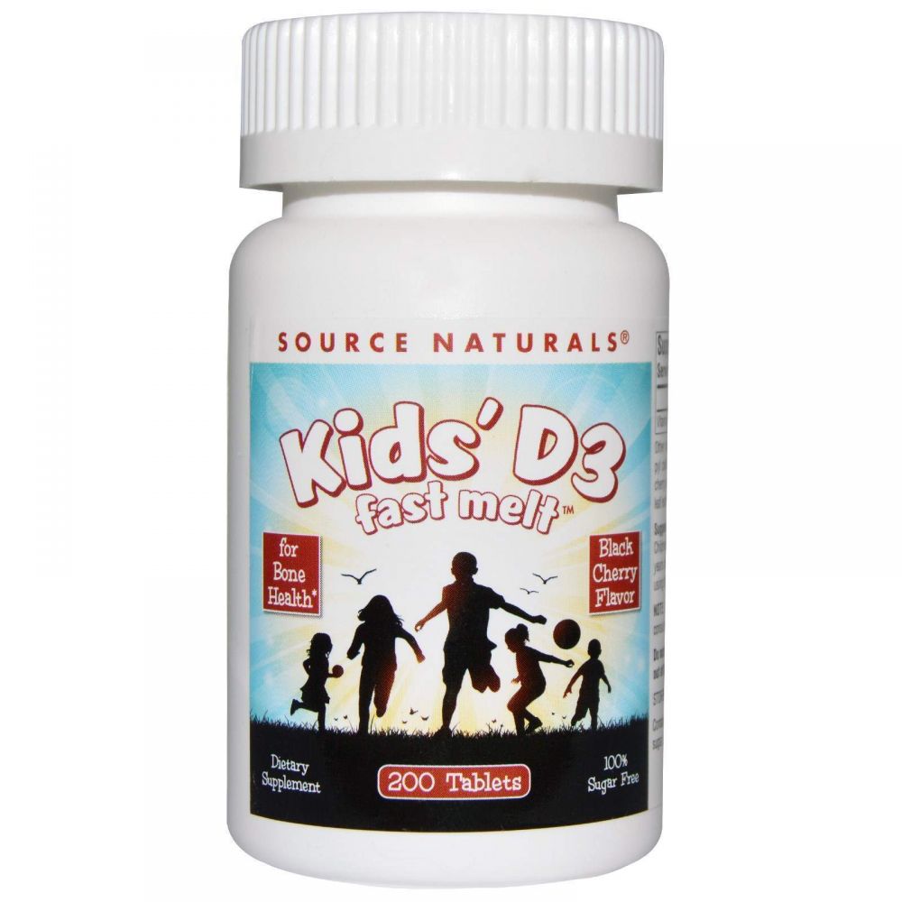 Вітамін D3 для дітей, Kids 'D3, Source Naturals, швидкорозчинні, смак ягід, 200 таб.