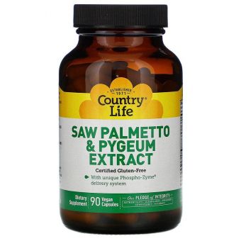 Со Пальметто и пиджеум, Saw Palmetto & Pygeum, Country Life, экстракт, 90 капсул