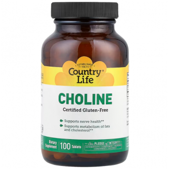 Холин, Choline, Country Life, 100 таблеток