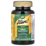 Мультивитамины Alive!, прием один раз в день, Alive!® Adult Ultra Multivitamin, Nature's Way, 60 таблеток