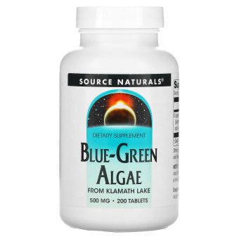 Сине-зеленые водоросли, Blue-Green Algae, Source Naturals, 500 мг, 200 таблеток