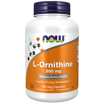 L-орнитин, L-Ornithine, Now Foods, 500 мг, 120 вегетарианских капсул