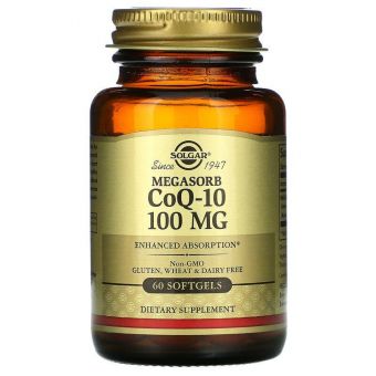 Коэнзим CoQ-10, Megasorb CoQ-10, Solgar, 100 мг, 60 гелевых капсул