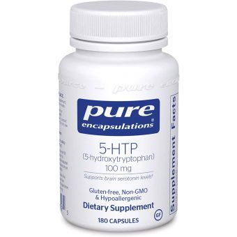 5-HTP (5-Гидрокситриптофан), Pure Encapsulations, стимулирование синтеза серотонина, 100 мг, 180 капсул