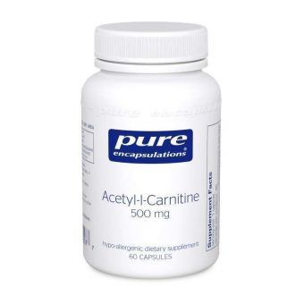 Ацетил-L-карнітин, Acetyl-l-Carnitine, Pure Encapsulations, 500 мг, 60 капсул