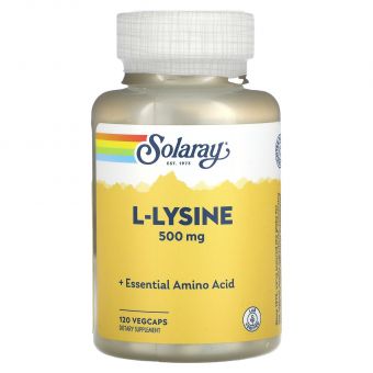  L-лизин, L-Lysine, Solaray, 500 мг, 120 капсул