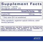 L-лізин, l-Lysine, Pure Encapsulations, 270 капсул