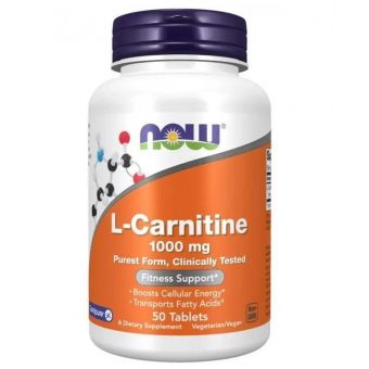 L-карнитин, L-Carnitine, Now Foods, 1000 мг, 50 таблеток