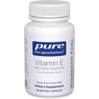 Вітамін Е (зі змішаними токоферолами), Vitamin E, Pure Encapsulations, підтримка клітинного дихання та здоров'я серцево-судинної системи, 90 капсул